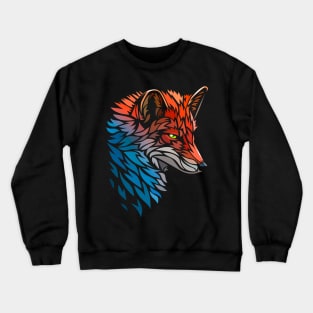 Tribal Fox Red Blue Crewneck Sweatshirt